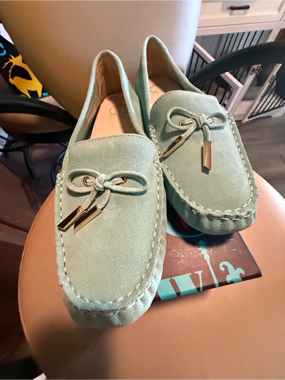 Women’s Pool Blue Suede Loafers - Classic Slip-On Style